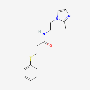 molecular formula C15H19N3OS B2402106 N-(2-(2-甲基-1H-咪唑-1-基)乙基)-3-(苯硫基)丙酰胺 CAS No. 1286705-22-3