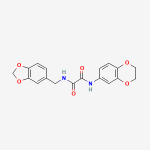 molecular formula C18H16N2O6 B2402117 N-(1,3-benzodioxol-5-ylmethyl)-N'-(2,3-dihydro-1,4-benzodioxin-6-yl)oxamide CAS No. 900000-97-7