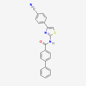 molecular formula C23H15N3OS B2402135 N-(4-(4-cyanophenyl)thiazol-2-yl)-[1,1'-biphenyl]-4-carboxamide CAS No. 324758-58-9