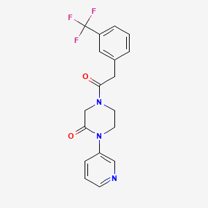 molecular formula C18H16F3N3O2 B2402138 1-(Pyridin-3-yl)-4-{2-[3-(trifluoromethyl)phenyl]acetyl}piperazin-2-one CAS No. 2097896-90-5