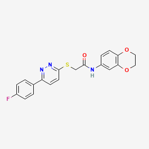 molecular formula C20H16FN3O3S B2402161 N-(2,3-dihydro-1,4-benzodioxin-6-yl)-2-[6-(4-fluorophenyl)pyridazin-3-yl]sulfanylacetamide CAS No. 872695-07-3