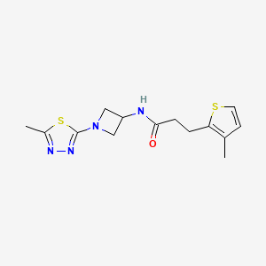 molecular formula C14H18N4OS2 B2402162 N-[1-(5-Methyl-1,3,4-thiadiazol-2-yl)azetidin-3-yl]-3-(3-methylthiophen-2-yl)propanamide CAS No. 2415520-96-4