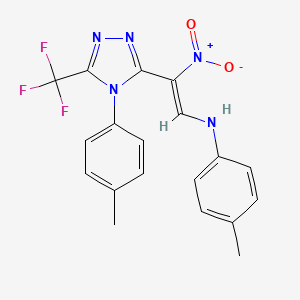 molecular formula C19H16F3N5O2 B2402170 4-methyl-N-[(Z)-2-[4-(4-methylphenyl)-5-(trifluoromethyl)-1,2,4-triazol-3-yl]-2-nitroethenyl]aniline CAS No. 400079-87-0