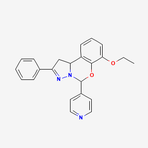 molecular formula C23H21N3O2 B2402175 10-ethoxy-4-phenyl-7-(pyridin-4-yl)-8-oxa-5,6-diazatricyclo[7.4.0.0^{2,6}]trideca-1(9),4,10,12-tetraene CAS No. 840473-11-2