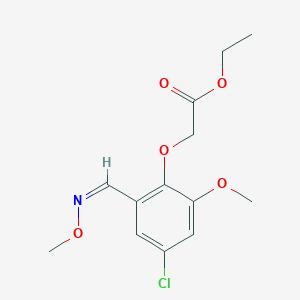 molecular formula C13H16ClNO5 B2402183 Ethyl 2-{4-chloro-2-methoxy-6-[(methoxyimino)methyl]phenoxy}acetate CAS No. 338416-99-2