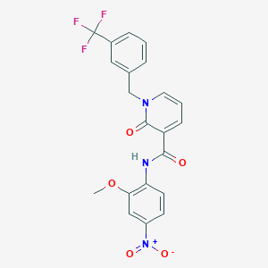 molecular formula C21H16F3N3O5 B2402211 N-(2-methoxy-4-nitrophenyl)-2-oxo-1-(3-(trifluoromethyl)benzyl)-1,2-dihydropyridine-3-carboxamide CAS No. 941952-91-6
