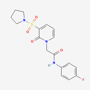 molecular formula C17H18FN3O4S B2402216 N-(4-fluorophenyl)-2-(2-oxo-3-(pyrrolidin-1-ylsulfonyl)pyridin-1(2H)-yl)acetamide CAS No. 1251705-13-1