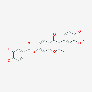 molecular formula C27H24O8 B2402217 3-(3,4-dimethoxyphenyl)-2-methyl-4-oxo-4H-chromen-7-yl 3,4-dimethoxybenzoate CAS No. 618390-32-2