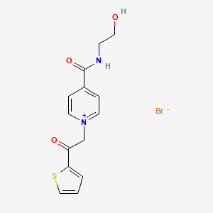 molecular formula C14H15BrN2O3S B2402227 4-[(2-Hydroxyethyl)carbamoyl]-1-[2-oxo-2-(thiophen-2-yl)ethyl]pyridinium bromide CAS No. 479485-87-5