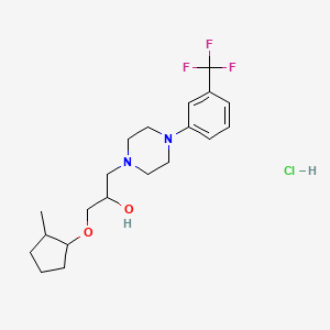 molecular formula C20H30ClF3N2O2 B2402248 1-((2-Methylcyclopentyl)oxy)-3-(4-(3-(trifluoromethyl)phenyl)piperazin-1-yl)propan-2-ol hydrochloride CAS No. 1217801-75-6