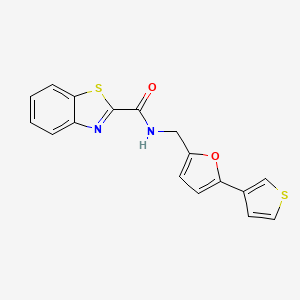 molecular formula C17H12N2O2S2 B2402252 N-((5-(thiophen-3-yl)furan-2-yl)methyl)benzo[d]thiazole-2-carboxamide CAS No. 2034493-41-7