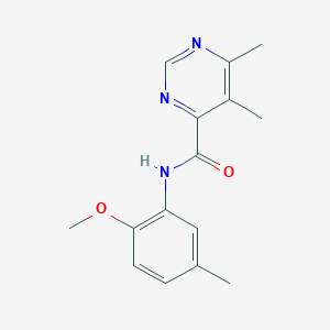 molecular formula C15H17N3O2 B2402274 N-(2-Methoxy-5-methylphenyl)-5,6-dimethylpyrimidine-4-carboxamide CAS No. 2380094-64-2