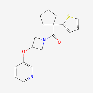 molecular formula C18H20N2O2S B2402287 (3-(Pyridin-3-yloxy)azetidin-1-yl)(1-(thiophen-2-yl)cyclopentyl)methanone CAS No. 1904167-76-5