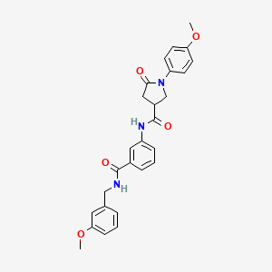 molecular formula C27H27N3O5 B2402305 1-(4-methoxyphenyl)-N-(3-{[(3-methoxyphenyl)methyl]carbamoyl}phenyl)-5-oxopyrrolidine-3-carboxamide CAS No. 2380187-35-7
