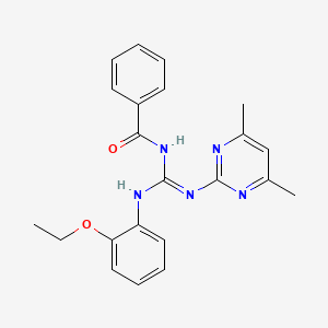 molecular formula C22H23N5O2 B2402313 N-{(E)-[(4,6-dimethylpyrimidin-2-yl)amino][(2-ethoxyphenyl)amino]methylidene}benzamide CAS No. 351337-28-5