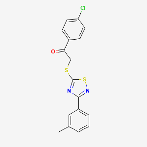 molecular formula C17H13ClN2OS2 B2402344 1-(4-Chlorophenyl)-2-[[3-(3-methylphenyl)-1,2,4-thiadiazol-5-yl]thio]ethanone CAS No. 864918-32-1