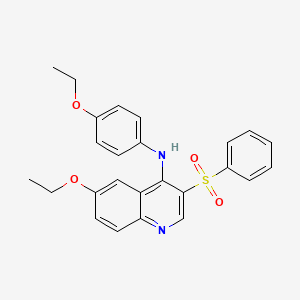 molecular formula C25H24N2O4S B2402349 3-(benzenesulfonyl)-6-ethoxy-N-(4-ethoxyphenyl)quinolin-4-amine CAS No. 895643-07-9
