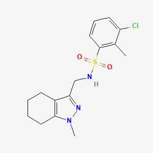 molecular formula C16H20ClN3O2S B2402350 3-chloro-2-methyl-N-((1-methyl-4,5,6,7-tetrahydro-1H-indazol-3-yl)methyl)benzenesulfonamide CAS No. 1448126-16-6