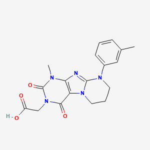 molecular formula C18H19N5O4 B2402352 2-[1-methyl-9-(3-methylphenyl)-2,4-dioxo-7,8-dihydro-6H-purino[7,8-a]pyrimidin-3-yl]acetic acid CAS No. 878423-15-5