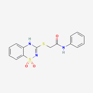 molecular formula C15H13N3O3S2 B2402358 2-[(1,1-dioxo-4H-1lambda6,2,4-benzothiadiazin-3-yl)sulfanyl]-N-phenylacetamide CAS No. 896683-80-0