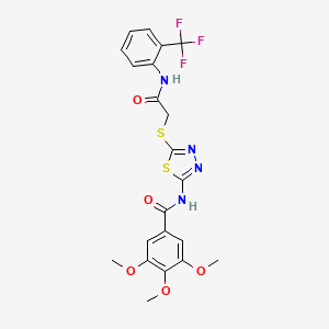 molecular formula C21H19F3N4O5S2 B2402359 3,4,5-trimethoxy-N-{5-[({[2-(trifluoromethyl)phenyl]carbamoyl}methyl)sulfanyl]-1,3,4-thiadiazol-2-yl}benzamide CAS No. 392297-23-3
