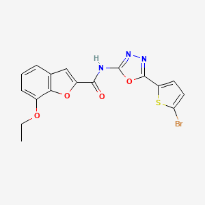 molecular formula C17H12BrN3O4S B2402360 N-[5-(5-bromothiophen-2-yl)-1,3,4-oxadiazol-2-yl]-7-ethoxy-1-benzofuran-2-carboxamide CAS No. 1021071-15-7