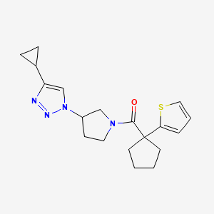 molecular formula C19H24N4OS B2402369 (3-(4-cyclopropyl-1H-1,2,3-triazol-1-yl)pyrrolidin-1-yl)(1-(thiophen-2-yl)cyclopentyl)methanone CAS No. 2034612-21-8