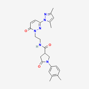molecular formula C24H28N6O3 B2402382 N-(2-(3-(3,5-dimethyl-1H-pyrazol-1-yl)-6-oxopyridazin-1(6H)-yl)ethyl)-1-(3,4-dimethylphenyl)-5-oxopyrrolidine-3-carboxamide CAS No. 1351604-76-6