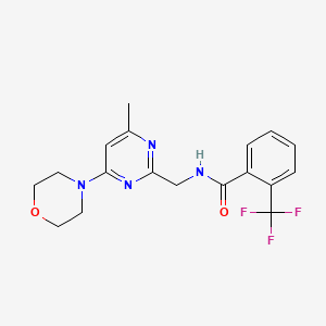 molecular formula C18H19F3N4O2 B2402389 N-{[4-methyl-6-(morpholin-4-yl)pyrimidin-2-yl]methyl}-2-(trifluoromethyl)benzamide CAS No. 1797977-75-3