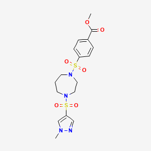 molecular formula C17H22N4O6S2 B2402390 methyl 4-((4-((1-methyl-1H-pyrazol-4-yl)sulfonyl)-1,4-diazepan-1-yl)sulfonyl)benzoate CAS No. 2034245-31-1