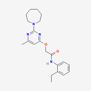molecular formula C21H28N4O2 B2402418 2-{[2-(azepan-1-yl)-6-methylpyrimidin-4-yl]oxy}-N-(2-ethylphenyl)acetamide CAS No. 1226451-19-9