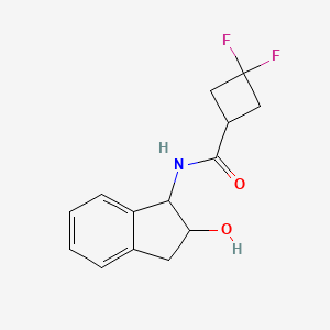 molecular formula C14H15F2NO2 B2402429 3,3-Difluoro-N-(2-hydroxy-2,3-dihydro-1H-inden-1-yl)cyclobutane-1-carboxamide CAS No. 2327176-96-3