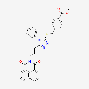 molecular formula C32H26N4O4S B2402443 methyl 4-(((5-(3-(1,3-dioxo-1H-benzo[de]isoquinolin-2(3H)-yl)propyl)-4-phenyl-4H-1,2,4-triazol-3-yl)thio)methyl)benzoate CAS No. 325476-18-4