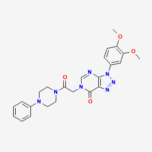 molecular formula C24H25N7O4 B2402454 3-(3,4-dimethoxyphenyl)-6-(2-oxo-2-(4-phenylpiperazin-1-yl)ethyl)-3H-[1,2,3]triazolo[4,5-d]pyrimidin-7(6H)-one CAS No. 872594-46-2