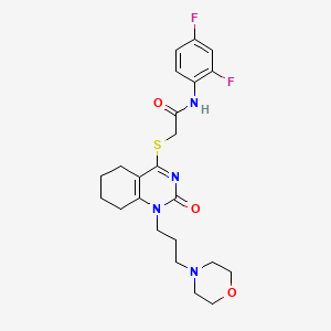 molecular formula C23H28F2N4O3S B2402455 N-(2,4-difluorophenyl)-2-((1-(3-morpholinopropyl)-2-oxo-1,2,5,6,7,8-hexahydroquinazolin-4-yl)thio)acetamide CAS No. 899950-72-2