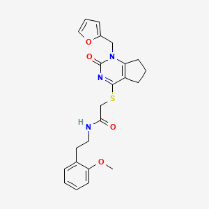 molecular formula C23H25N3O4S B2402459 2-((1-(furan-2-ylmethyl)-2-oxo-2,5,6,7-tetrahydro-1H-cyclopenta[d]pyrimidin-4-yl)thio)-N-(2-methoxyphenethyl)acetamide CAS No. 899747-07-0