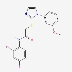 molecular formula C18H15F2N3O2S B2402472 N-(2,4-difluorophenyl)-2-((1-(3-methoxyphenyl)-1H-imidazol-2-yl)thio)acetamide CAS No. 688335-74-2