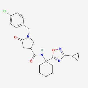 1-(4-chlorobenzyl)-N-(1-(3-cyclopropyl-1,2,4-oxadiazol-5-yl)cyclohexyl)-5-oxopyrrolidine-3-carboxamide