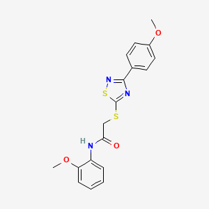molecular formula C18H17N3O3S2 B2402513 N-(2-methoxyphenyl)-2-((3-(4-methoxyphenyl)-1,2,4-thiadiazol-5-yl)thio)acetamide CAS No. 864922-33-8