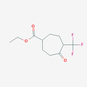 molecular formula C11H15F3O3 B2402519 Ethyl 4-oxo-5-(trifluoromethyl)cycloheptane-1-carboxylate CAS No. 2138151-98-9