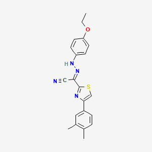 molecular formula C21H20N4OS B2402537 (E)-4-(3,4-dimethylphenyl)-N-(4-ethoxyphenyl)-1,3-thiazole-2-carbohydrazonoyl cyanide CAS No. 477189-54-1