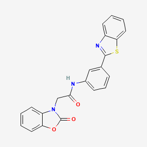 molecular formula C22H15N3O3S B2402572 N-[3-(1,3-benzothiazol-2-yl)phenyl]-2-(2-oxo-2,3-dihydro-1,3-benzoxazol-3-yl)acetamide CAS No. 1050645-58-3