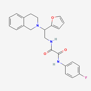molecular formula C23H22FN3O3 B2402575 N1-(2-(3,4-dihydroisoquinolin-2(1H)-yl)-2-(furan-2-yl)ethyl)-N2-(4-fluorophenyl)oxalamide CAS No. 898458-82-7