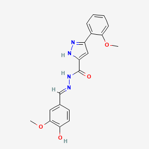 (E)-N'-(4-hydroxy-3-methoxybenzylidene)-3-(2-methoxyphenyl)-1H-pyrazole-5-carbohydrazide