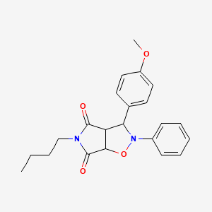 molecular formula C22H24N2O4 B2402585 5-butyl-3-(4-methoxyphenyl)-2-phenyldihydro-2H-pyrrolo[3,4-d]isoxazole-4,6(5H,6aH)-dione CAS No. 1005266-57-8