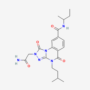 molecular formula C21H28N6O4 B2402591 2-(2-amino-2-oxoethyl)-N-(sec-butyl)-4-(3-methylbutyl)-1,5-dioxo-1,2,4,5-tetrahydro[1,2,4]triazolo[4,3-a]quinazoline-8-carboxamide CAS No. 1207043-35-3