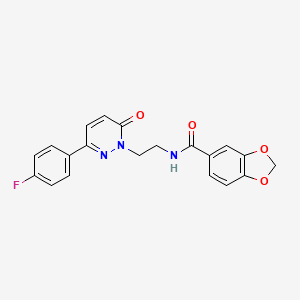 molecular formula C20H16FN3O4 B2402594 N-(2-(3-(4-fluorophenyl)-6-oxopyridazin-1(6H)-yl)ethyl)benzo[d][1,3]dioxole-5-carboxamide CAS No. 921850-44-4