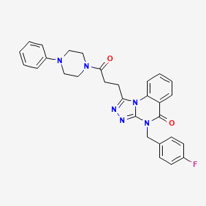molecular formula C29H27FN6O2 B2402609 4-(4-fluorobenzyl)-1-[3-oxo-3-(4-phenylpiperazin-1-yl)propyl][1,2,4]triazolo[4,3-a]quinazolin-5(4H)-one CAS No. 887224-49-9