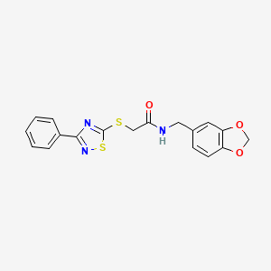 molecular formula C18H15N3O3S2 B2402623 N-(1,3-benzodioxol-5-ylmethyl)-2-[(3-phenyl-1,2,4-thiadiazol-5-yl)sulfanyl]acetamide CAS No. 864916-81-4