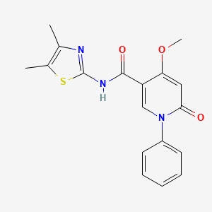 molecular formula C18H17N3O3S B2402640 N-(4,5-dimethylthiazol-2-yl)-4-methoxy-6-oxo-1-phenyl-1,6-dihydropyridine-3-carboxamide CAS No. 2034278-32-3